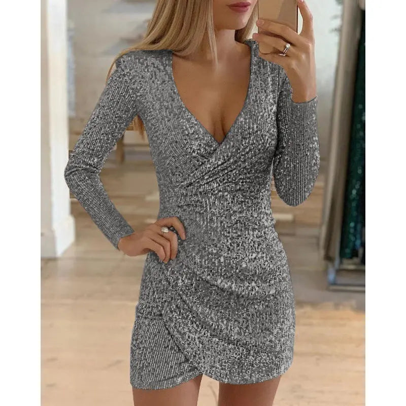 Women's Hip-Length Irregular Hem Dress – Full Length Front