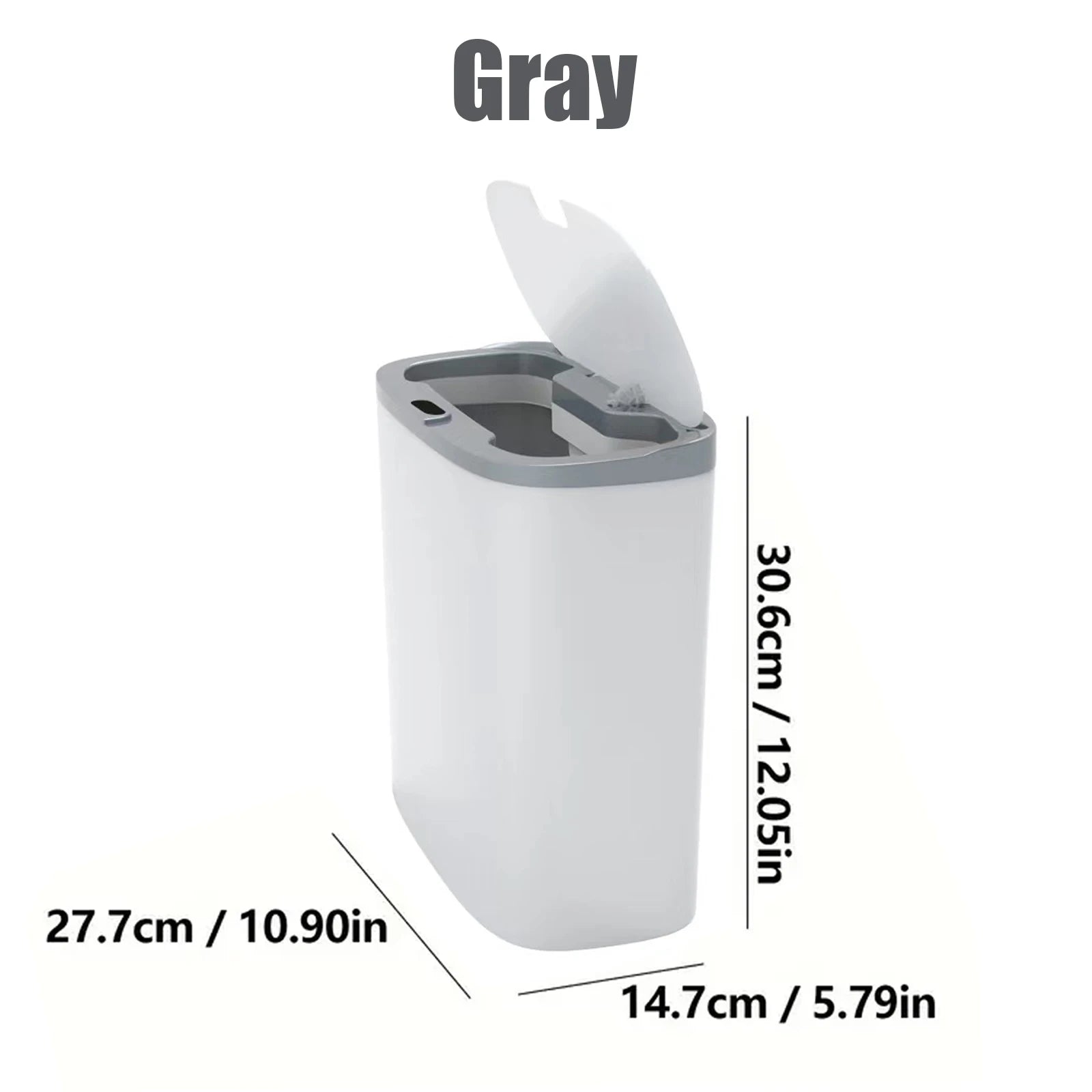 13L Motion Sensor Trash Can with Lid — Waterproof Narrow Bin for Bathroom, Kitchen & Office