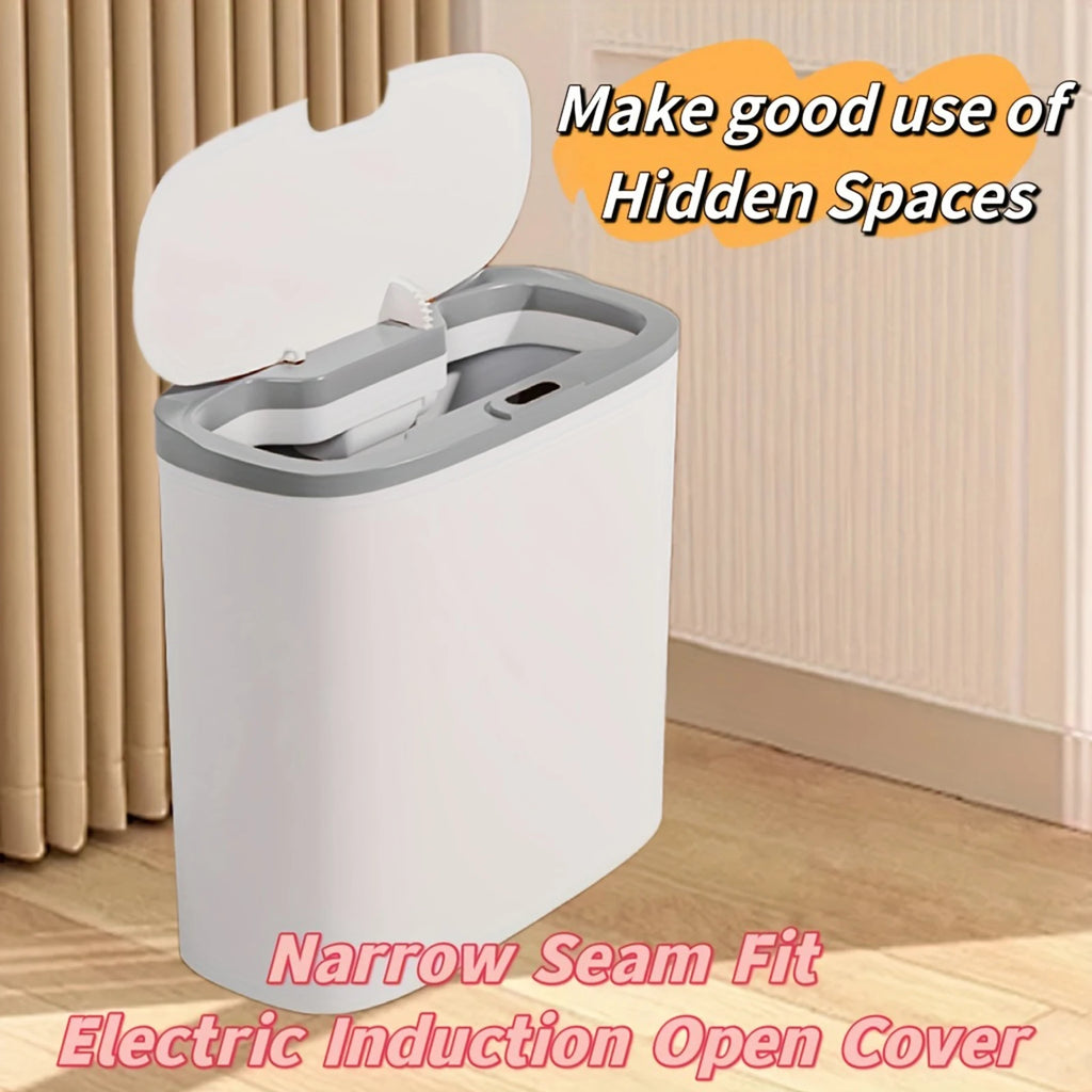 13L Motion Sensor Trash Can with Lid — Waterproof Narrow Bin for Bathroom, Kitchen & Office