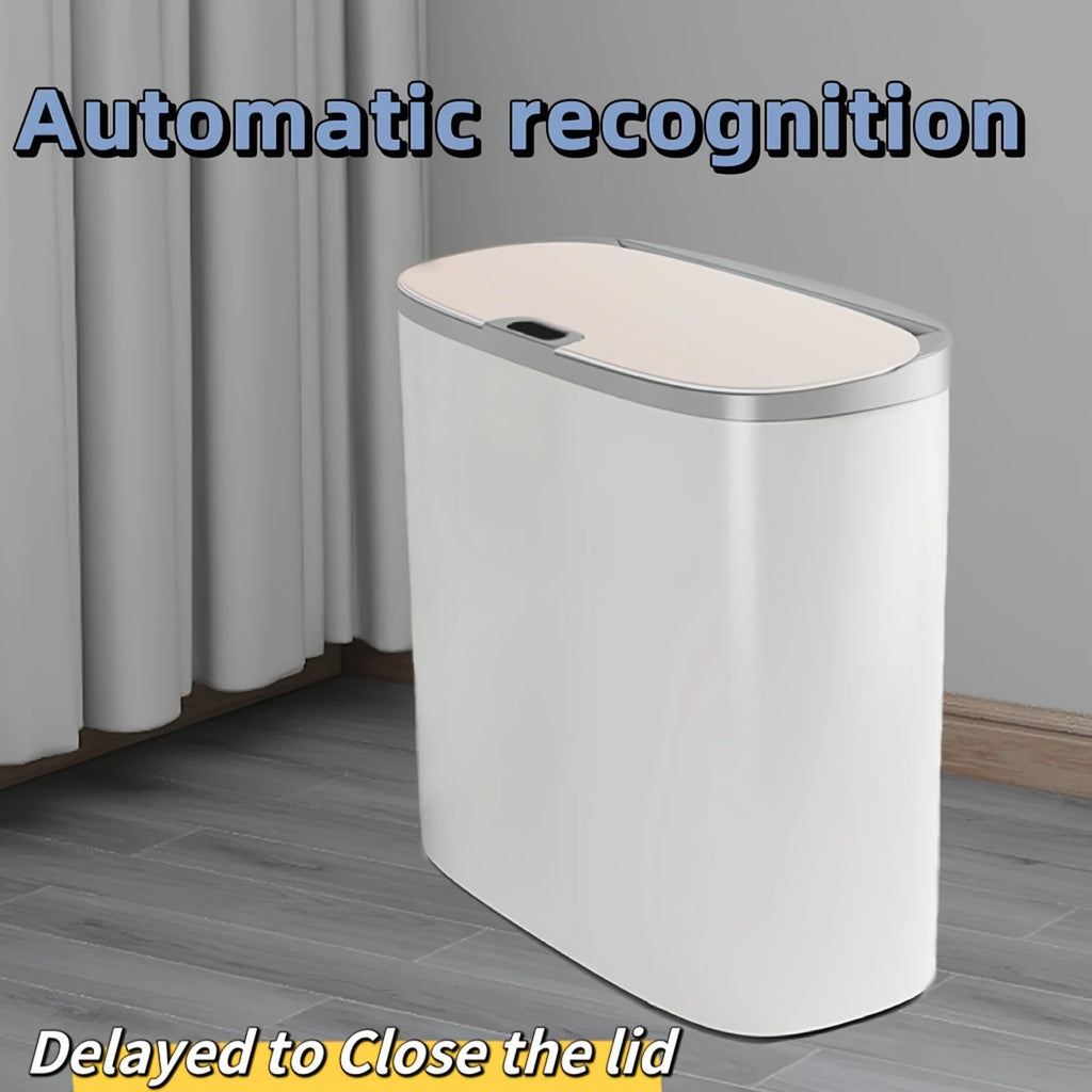 13L Motion Sensor Trash Can with Lid — Waterproof Narrow Bin for Bathroom, Kitchen & Office