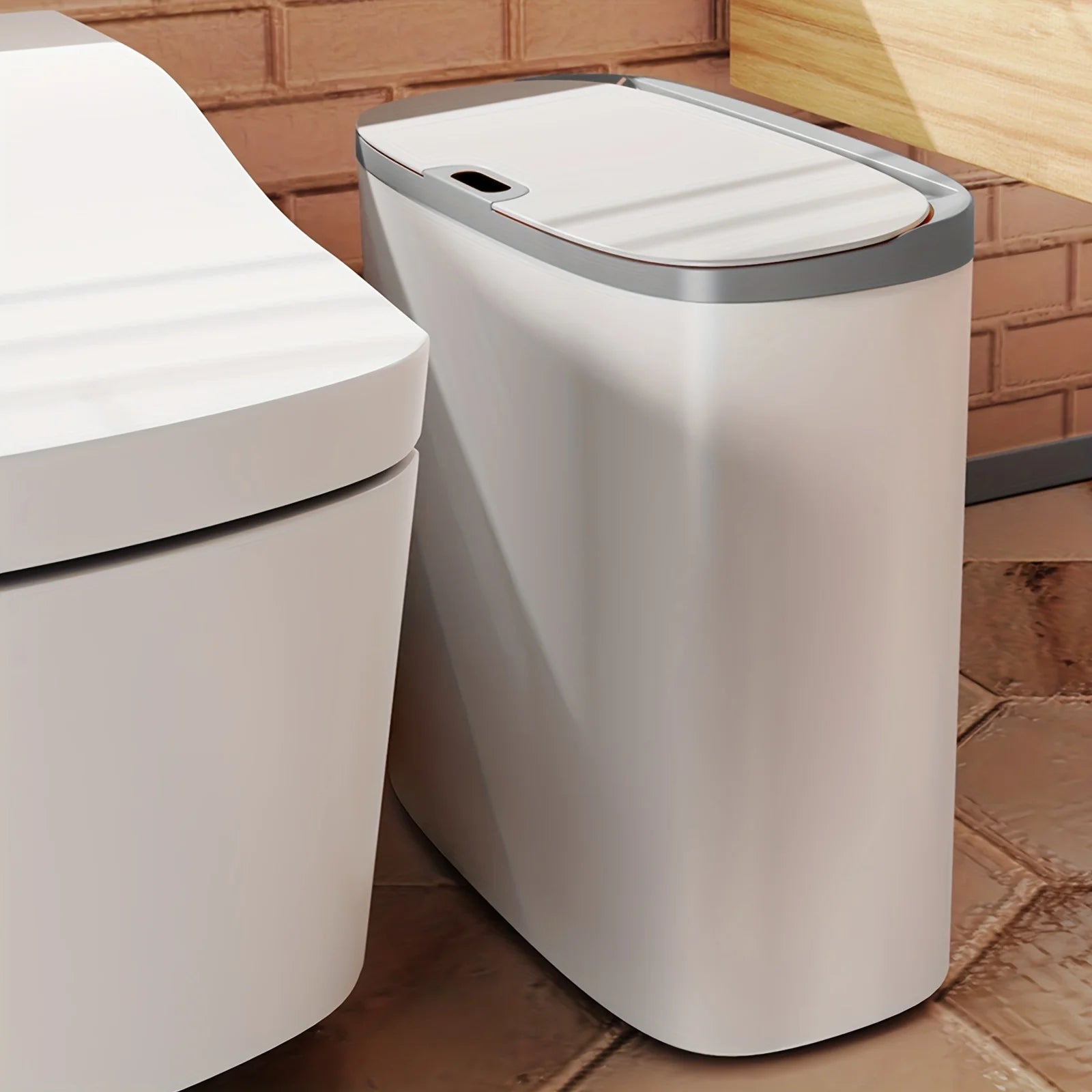13L Motion Sensor Trash Can with Lid — Waterproof Narrow Bin for Bathroom, Kitchen & Office