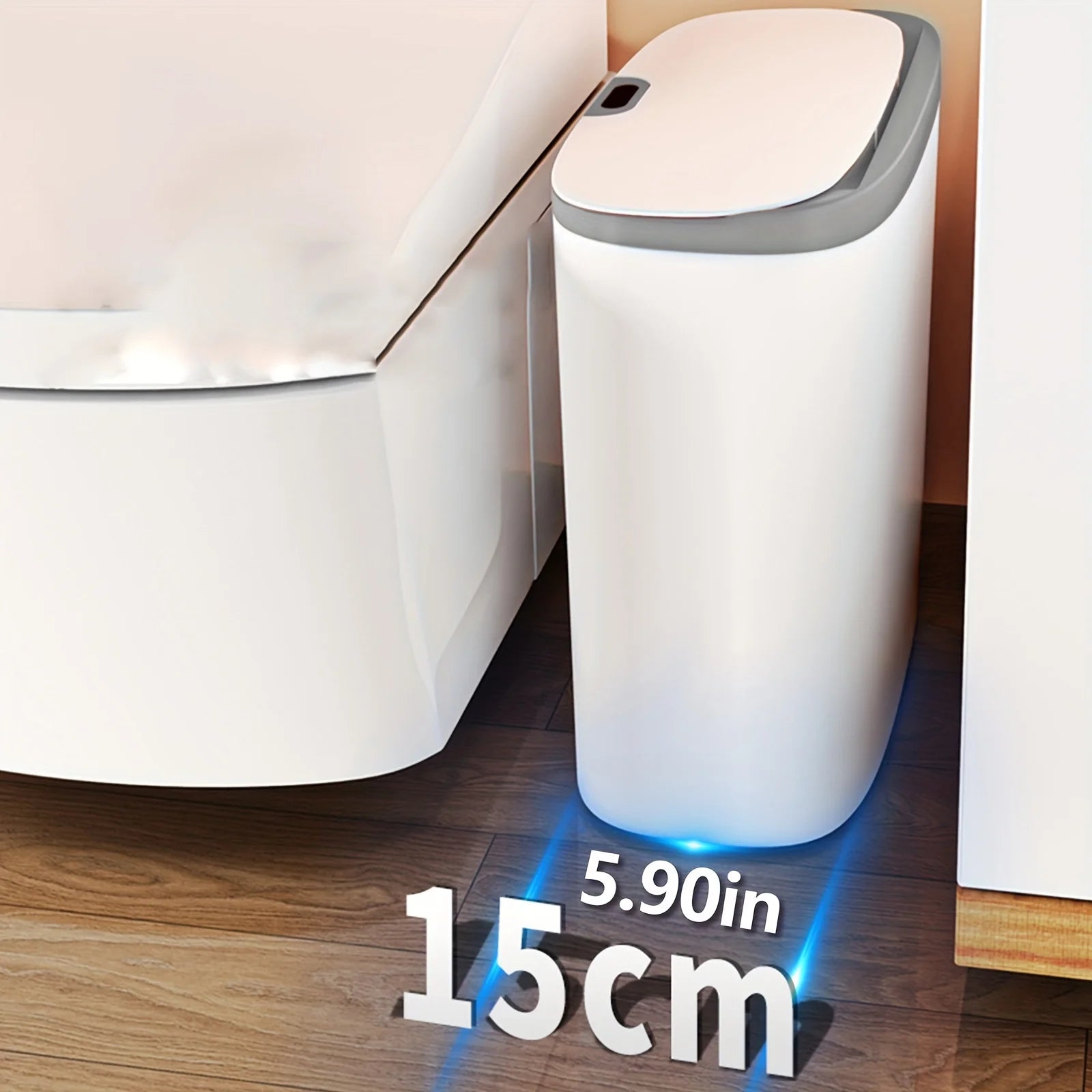 13L Motion Sensor Trash Can with Lid — Waterproof Narrow Bin for Bathroom, Kitchen & Office