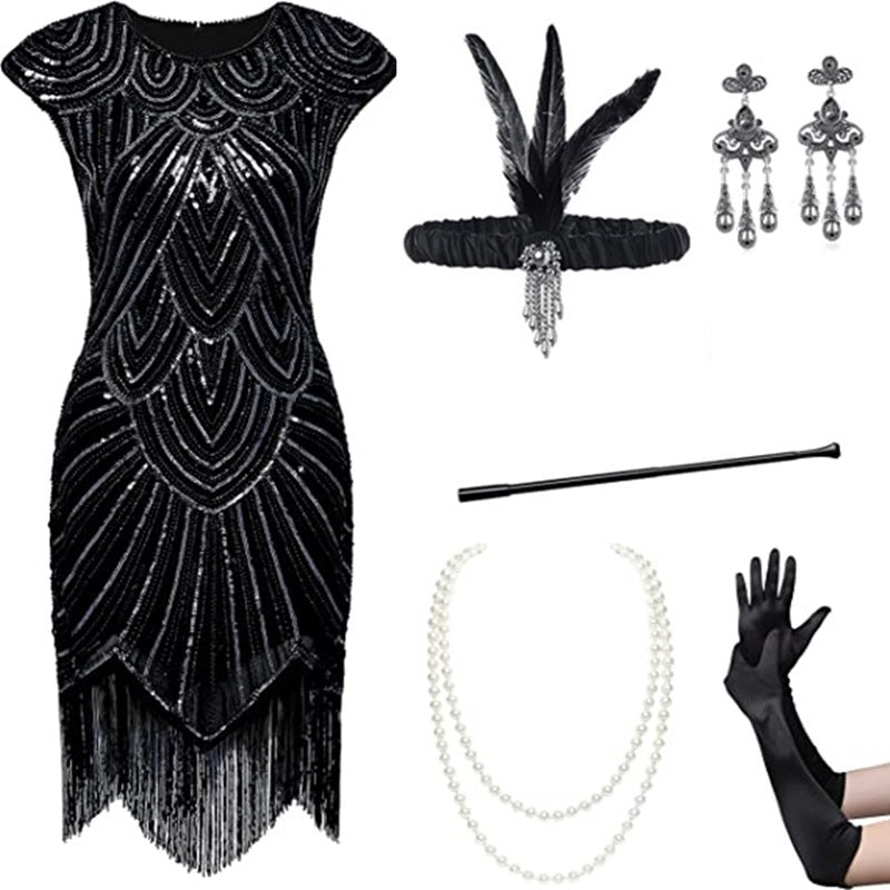 Foreign trade European and American 1920 retro women's sequined dress Gatsby ball tassel dress stage performance clothing suit Nexsora Home Foreign trade European and American 1920 retro women's sequined dress Gatsby ball tassel dress stage performance clothing suit Foreign trade European and American 1920 retro women's sequined dress Gatsby ball tassel dress stage performance clothing suit  Nexsora Home