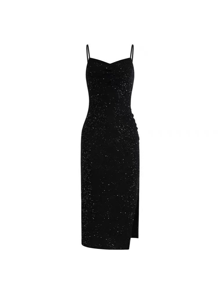 2024 Summer New Korean-style Hepburn Black Dress Mid-length Slimming Sequin Split Slim Sling Sexy dress Nexsora Home 2024 Summer New Korean-style Hepburn Black Dress Mid-length Slimming Sequin Split Slim Sling Sexy dress 2024 Summer New Korean-style Hepburn Black Dress Mid-length Slimming Sequin Split Slim Sling Sexy dress  Nexsora Home