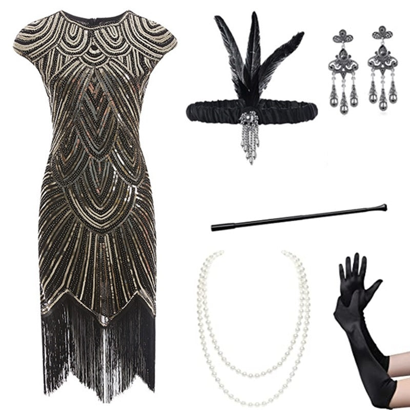 Foreign trade European and American 1920 retro women's sequined dress Gatsby ball tassel dress stage performance clothing suit Nexsora Home Foreign trade European and American 1920 retro women's sequined dress Gatsby ball tassel dress stage performance clothing suit Foreign trade European and American 1920 retro women's sequined dress Gatsby ball tassel dress stage performance clothing suit  Nexsora Home