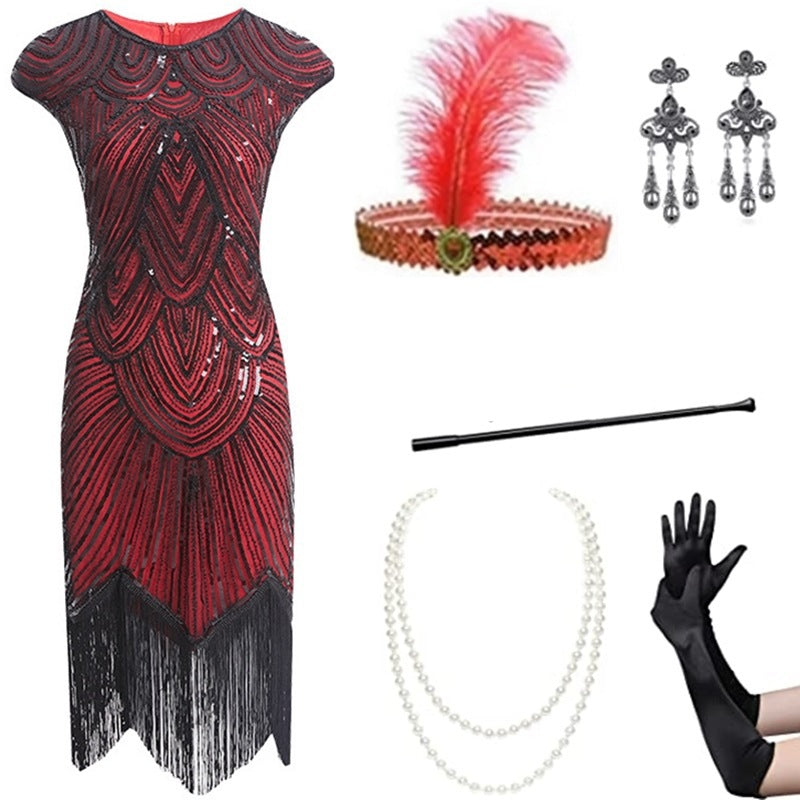 Foreign trade European and American 1920 retro women's sequined dress Gatsby ball tassel dress stage performance clothing suit Nexsora Home Foreign trade European and American 1920 retro women's sequined dress Gatsby ball tassel dress stage performance clothing suit Foreign trade European and American 1920 retro women's sequined dress Gatsby ball tassel dress stage performance clothing suit  Nexsora Home