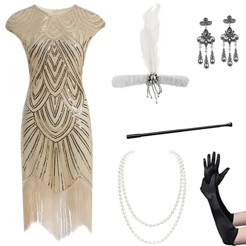 Foreign trade European and American 1920 retro women's sequined dress Gatsby ball tassel dress stage performance clothing suit Nexsora Home Foreign trade European and American 1920 retro women's sequined dress Gatsby ball tassel dress stage performance clothing suit Foreign trade European and American 1920 retro women's sequined dress Gatsby ball tassel dress stage performance clothing suit  Nexsora Home