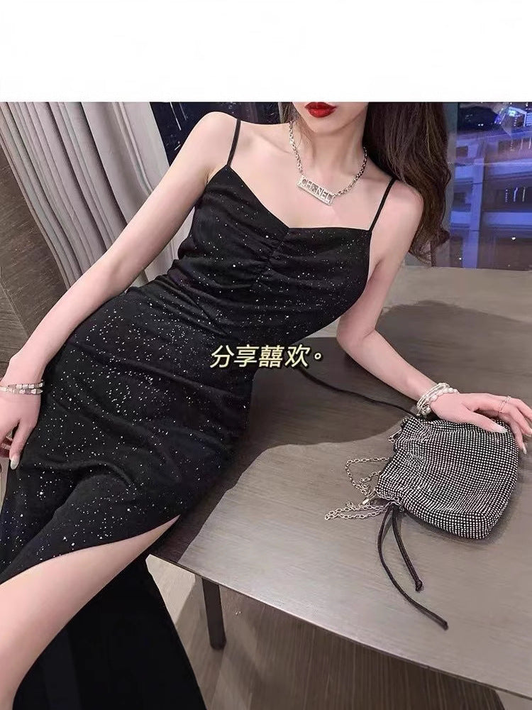 2024 Summer New Korean-style Hepburn Black Dress Mid-length Slimming Sequin Split Slim Sling Sexy dress Nexsora Home 2024 Summer New Korean-style Hepburn Black Dress Mid-length Slimming Sequin Split Slim Sling Sexy dress 2024 Summer New Korean-style Hepburn Black Dress Mid-length Slimming Sequin Split Slim Sling Sexy dress  Nexsora Home