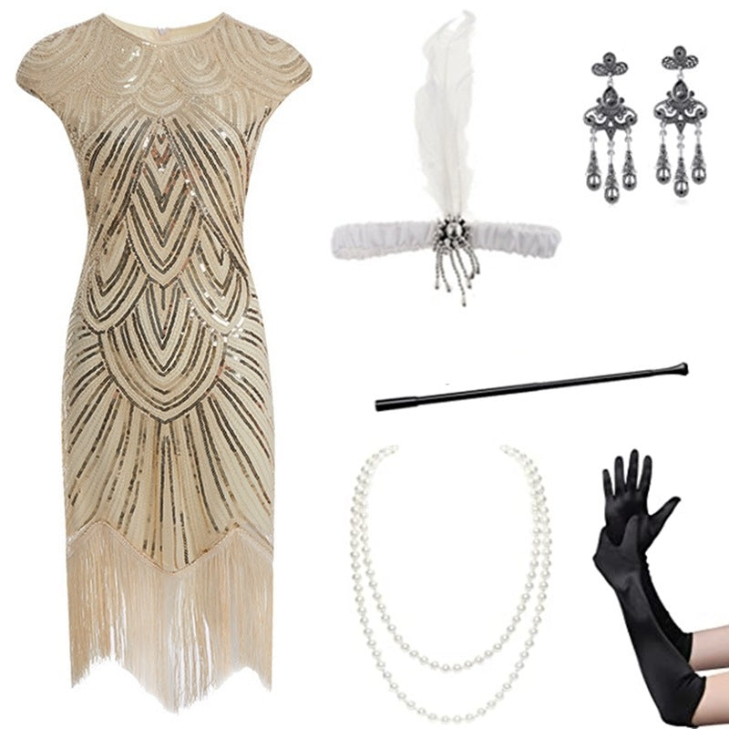 Foreign trade European and American 1920 retro women's sequined dress Gatsby ball tassel dress stage performance clothing suit Nexsora Home Foreign trade European and American 1920 retro women's sequined dress Gatsby ball tassel dress stage performance clothing suit Foreign trade European and American 1920 retro women's sequined dress Gatsby ball tassel dress stage performance clothing suit  Nexsora Home