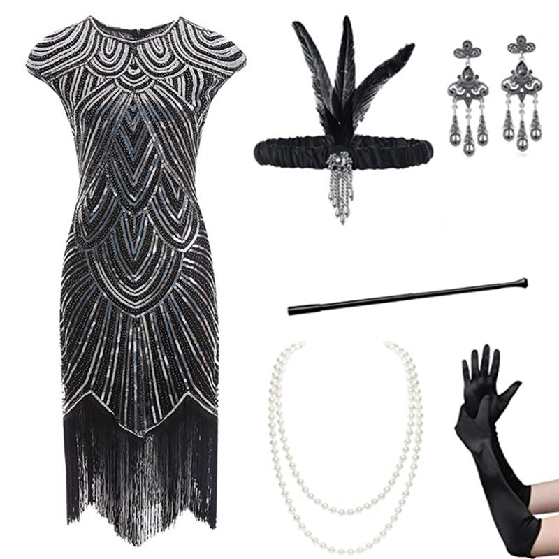 Foreign trade European and American 1920 retro women's sequined dress Gatsby ball tassel dress stage performance clothing suit Nexsora Home Foreign trade European and American 1920 retro women's sequined dress Gatsby ball tassel dress stage performance clothing suit Foreign trade European and American 1920 retro women's sequined dress Gatsby ball tassel dress stage performance clothing suit  Nexsora Home