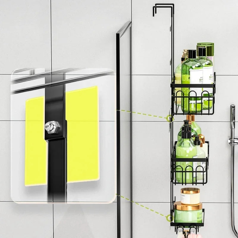 Drill-Free Bathroom Shelf – 3-Layer Over-Door Hanging Organiser