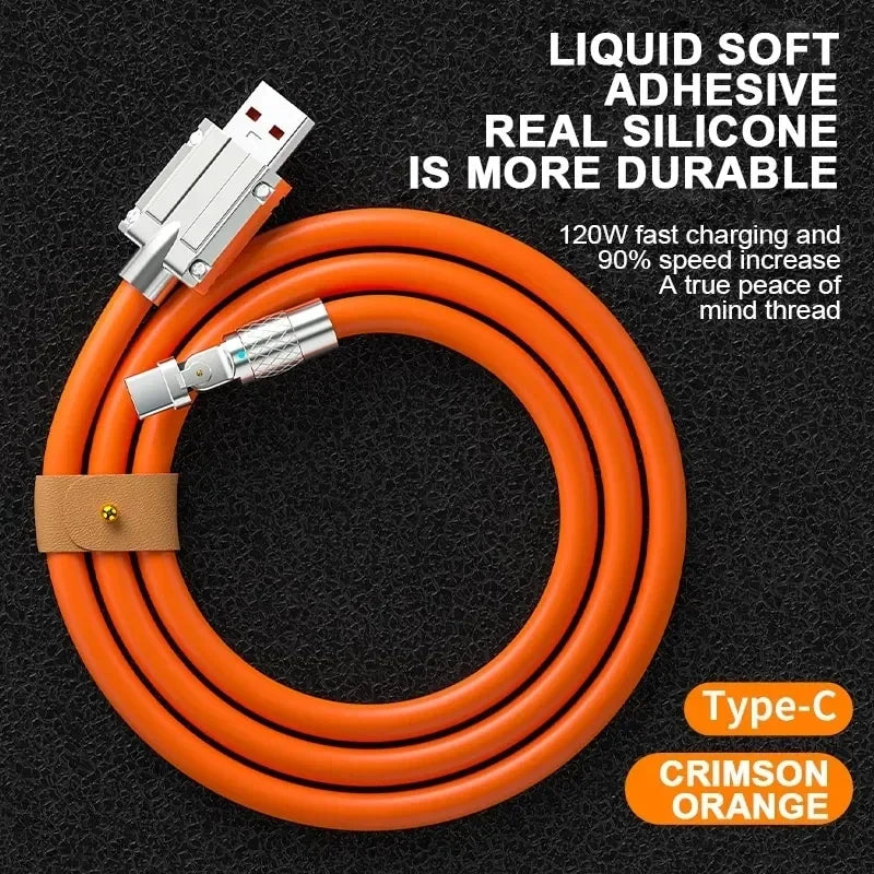 120W 7A USB-C Fast Charge Cable – 180° Elbow, 1m/1.5m/2m