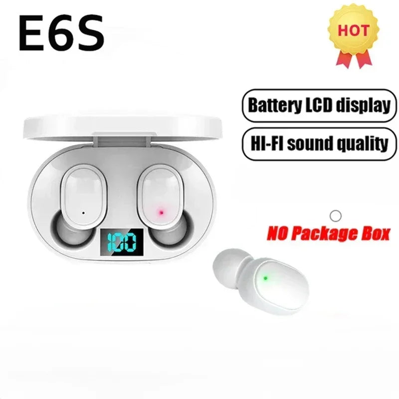 E6S TWS Bluetooth Earbuds – ANC, Wireless, Waterproof, with Mic, 24Hr Battery