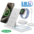 3-in-1 Foldable Wireless Charging Station — iPhone, Apple Watch & AirPods (LED, 15W Fast Charge)