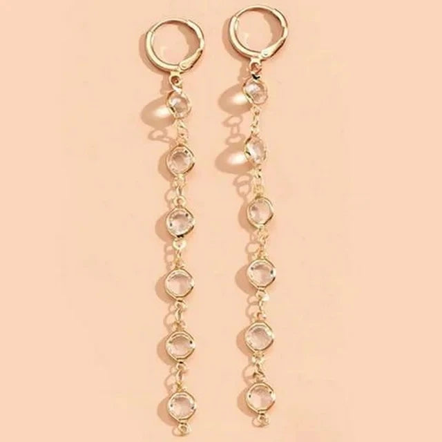 Colorful Rhinestone Tassel Earrings