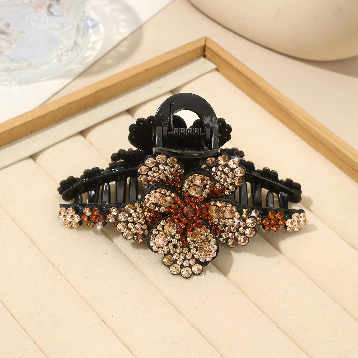 Rhinestone Flower Hair Claw Clips