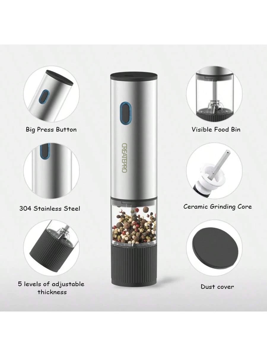 Electric Salt & Pepper Grinder Set – Rechargeable & Adjustable