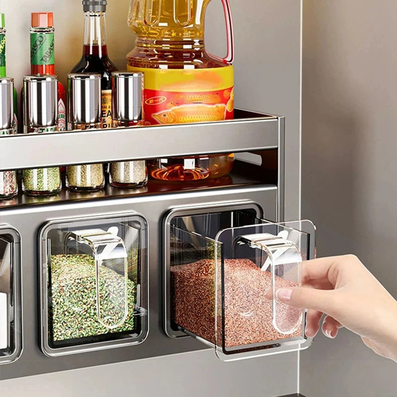 Wall-Mounted Spice Rack – Stainless Steel Kitchen Storage