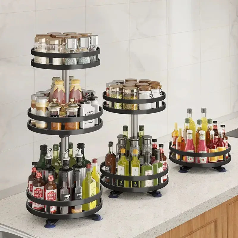 360° Rotating Spice Rack – 1, 2 or 3 Tier, Round or Square