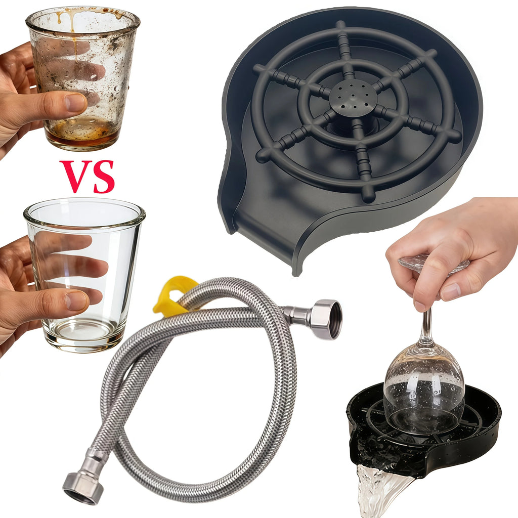 Automatic Glass Washer & High-Pressure Cup Cleaner – For Beer Glasses, Mugs, Stemware & More
