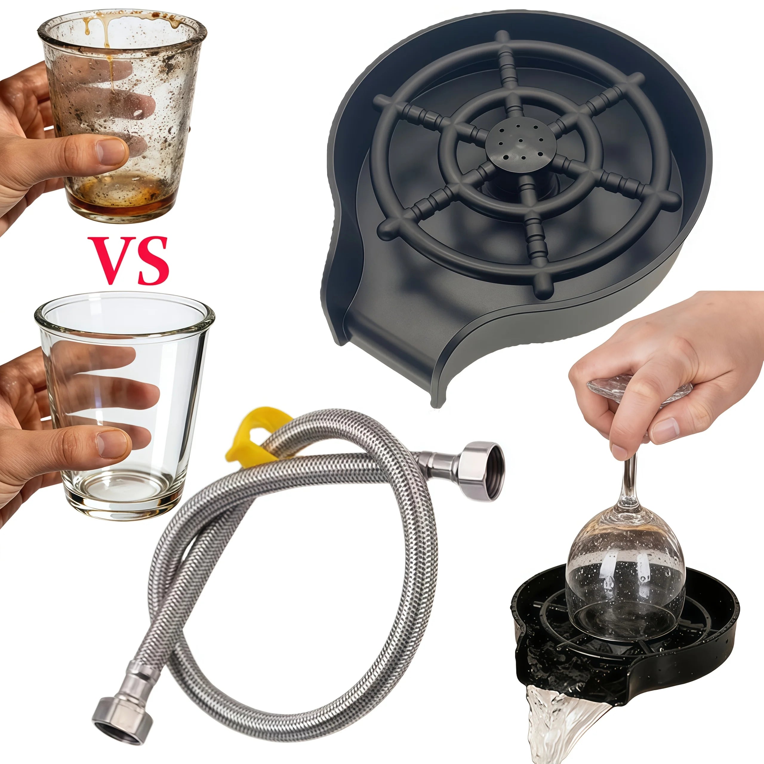 Automatic Glass Washer & High-Pressure Cup Cleaner – For Beer Glasses, Mugs, Stemware & More