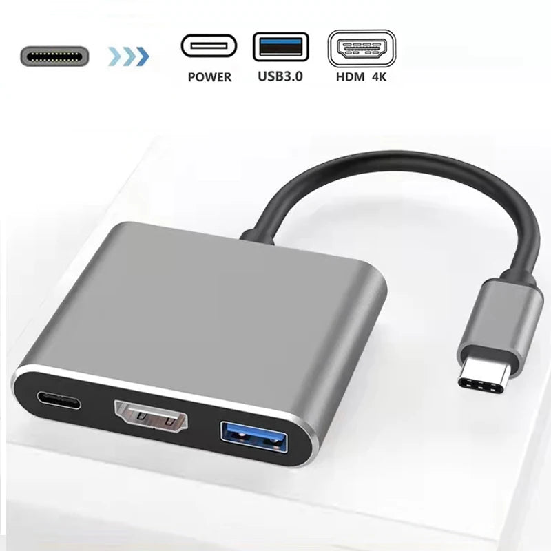 3-in-1 USB-C to HDMI Adapter with USB 3.0 & USB-C Charging for MacBook & Samsung