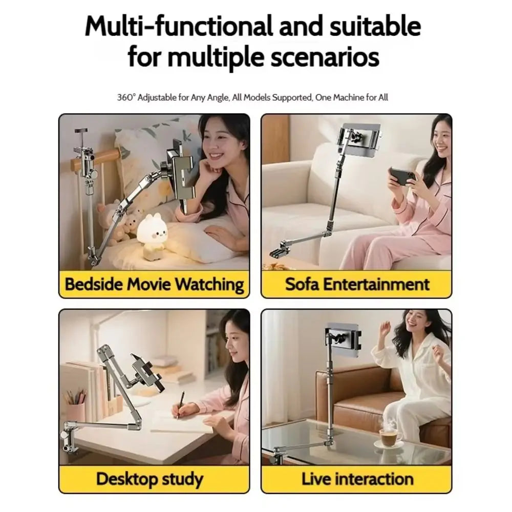 Adjustable Tablet Stand Foldable 3 Sections Arms Bedside Phone Holder for 5-12Inch Phone Ipad Pro Mini for Xiaomi