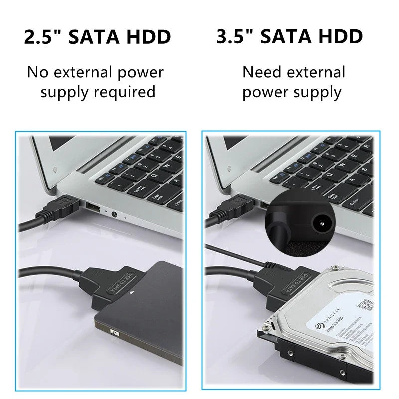 USB 3.0 to SATA III Adapter Cable for 2.5" & 3.5" HDD/SSD