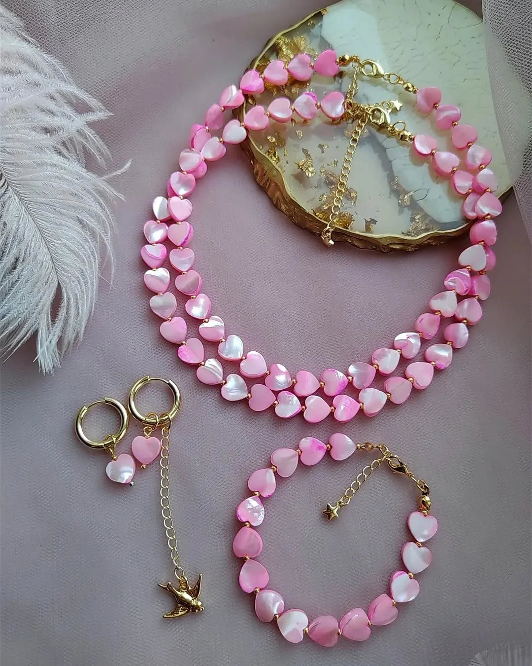 Shell Heart Pearl Beaded Necklace