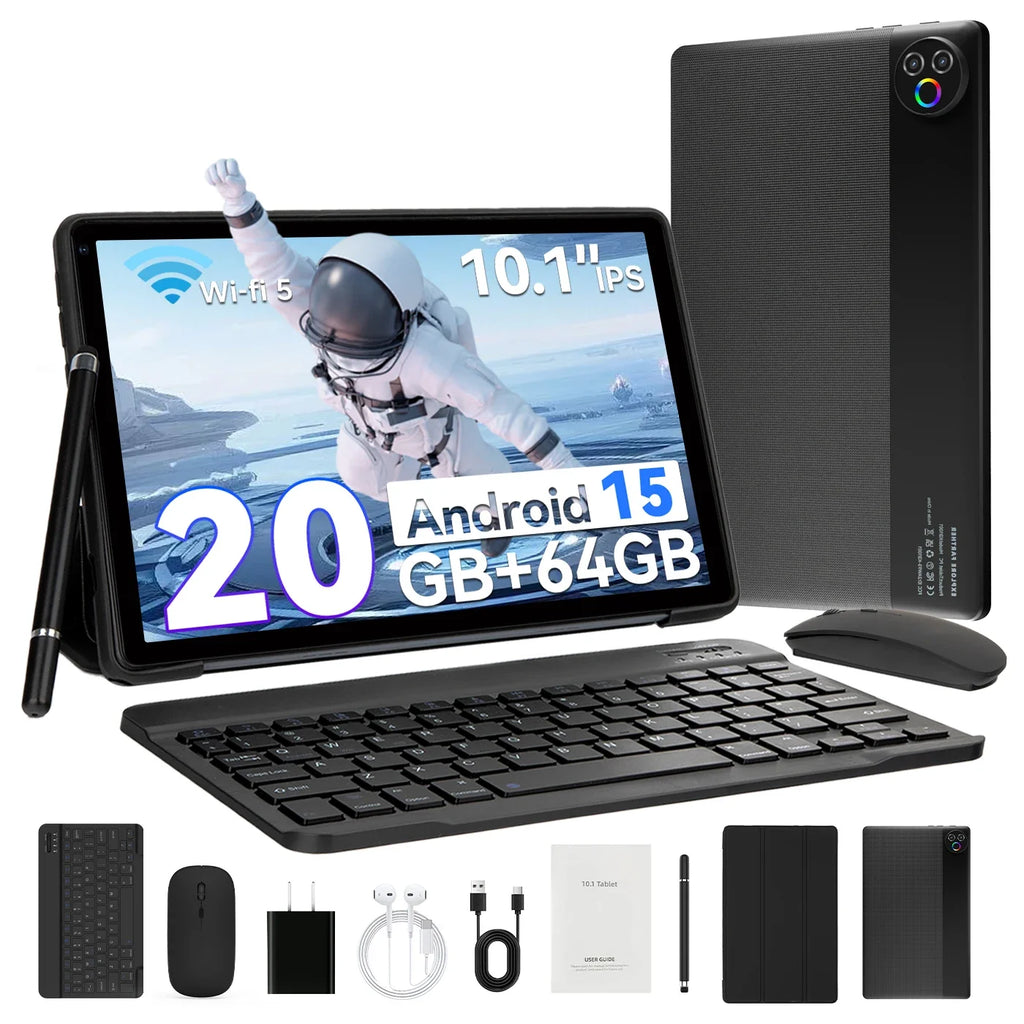 Android 15 Tablet 10.1" – 20GB RAM, 64GB, Full Accessory Bundle