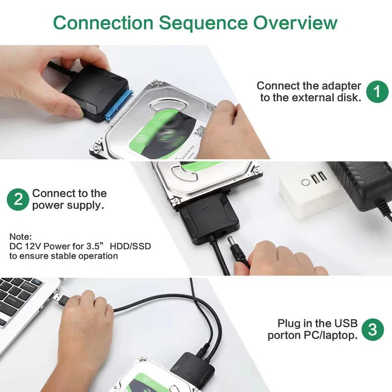 USB 3.0 to SATA III Adapter Cable for 2.5" & 3.5" HDD/SSD