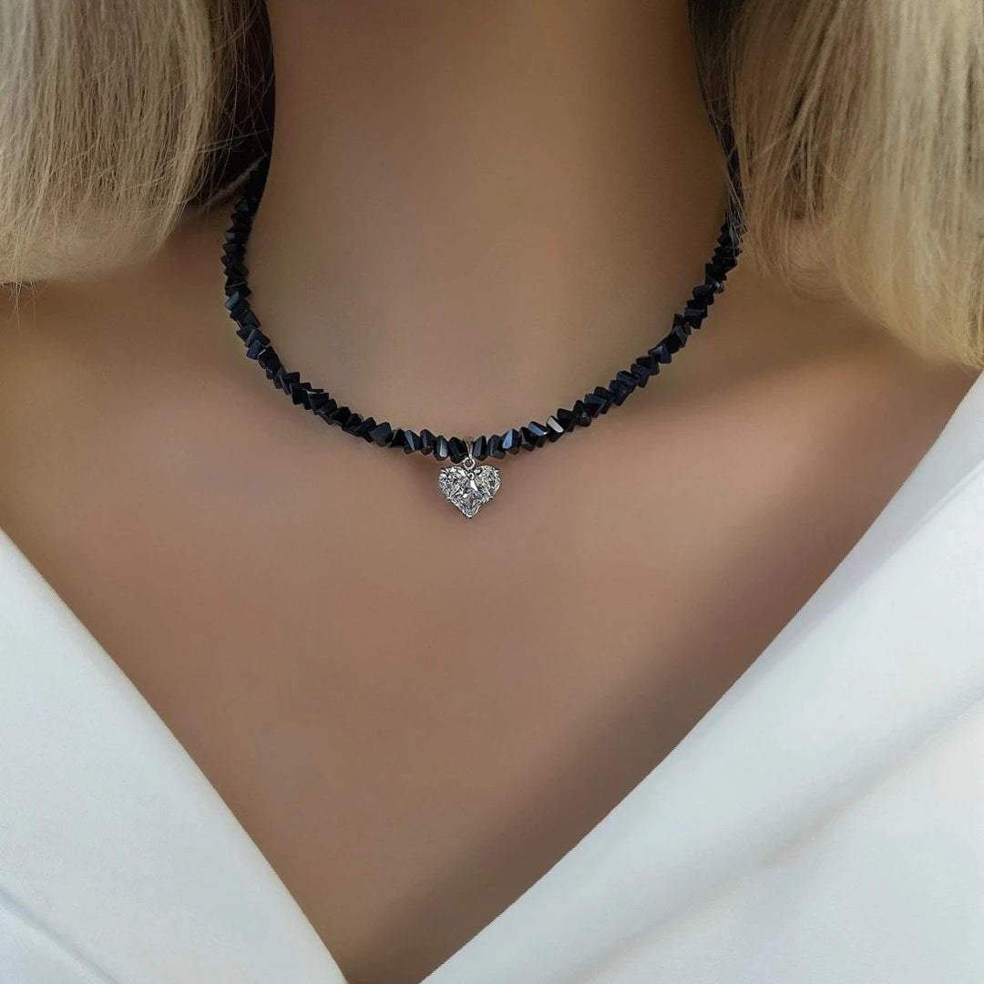 Zircon Heart Pendant Necklace