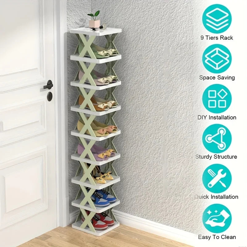 9-Tier Vertical Shoe Rack – Tall & Narrow Space Saver