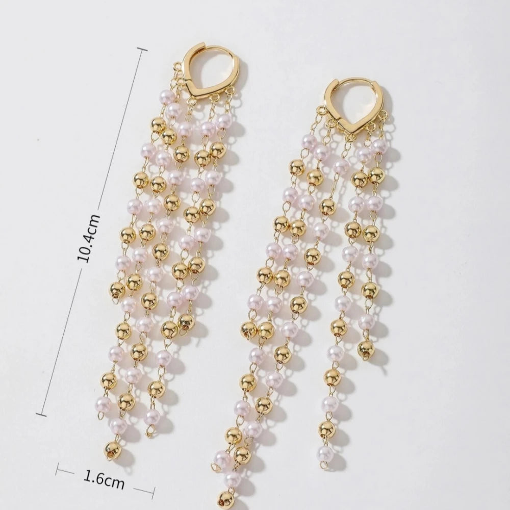 Pearl Tassel Drop Earrings