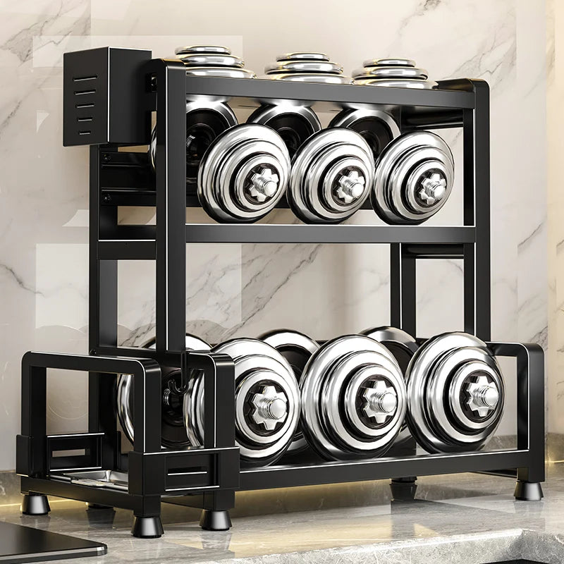 2-3 Tier Adjustable Metal Spice Rack & Knife Storage