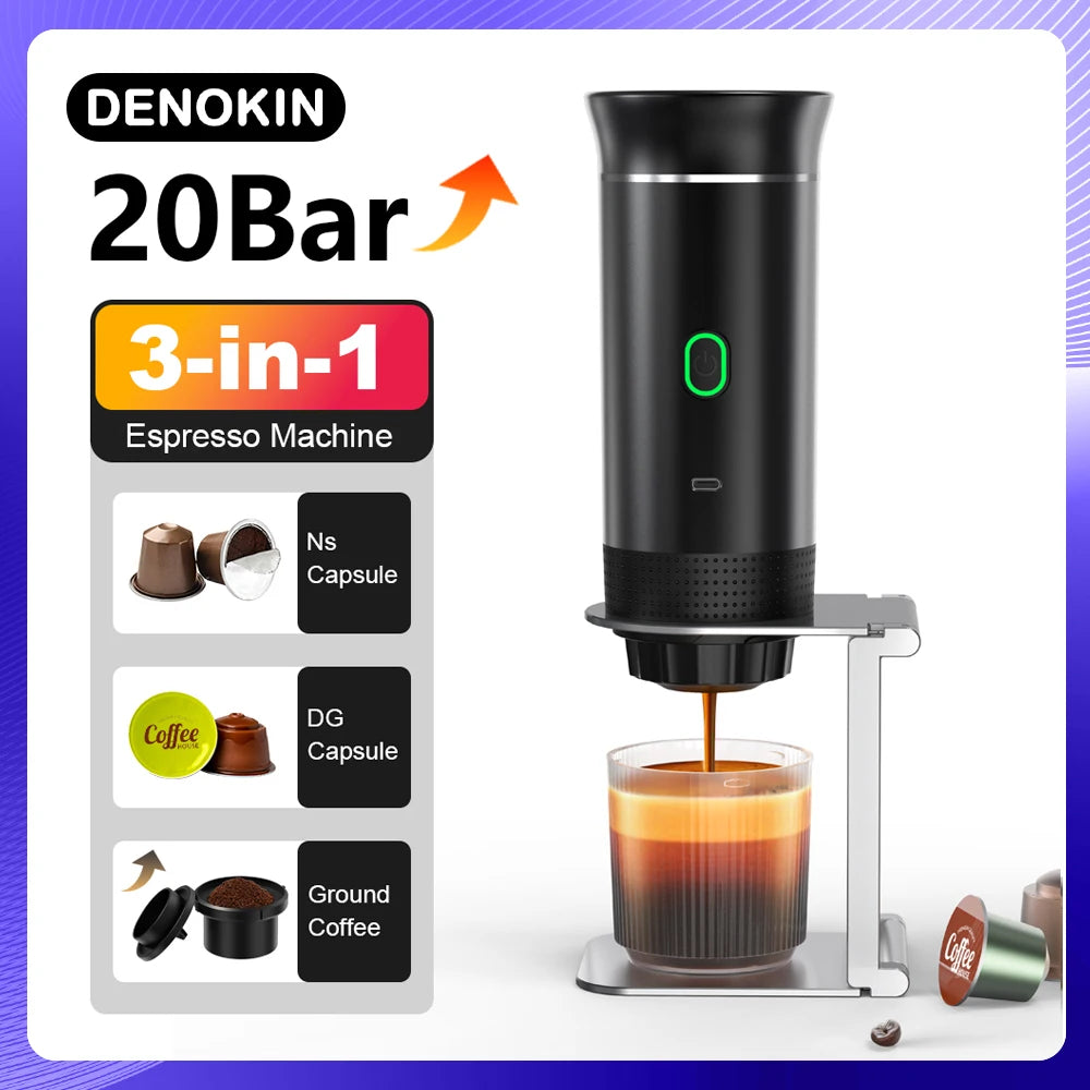Portable Espresso Machine – 3-in-1 Capsule, Pod & Ground Coffee Maker