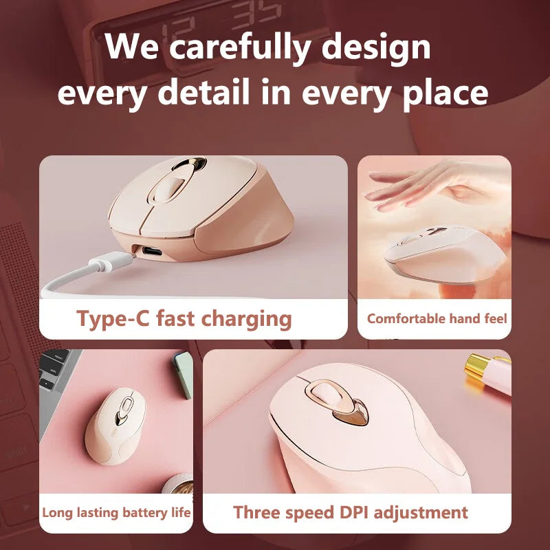 Inphic M8 Silent Wireless Mouse | Ergonomic Rechargeable Office Mouse
