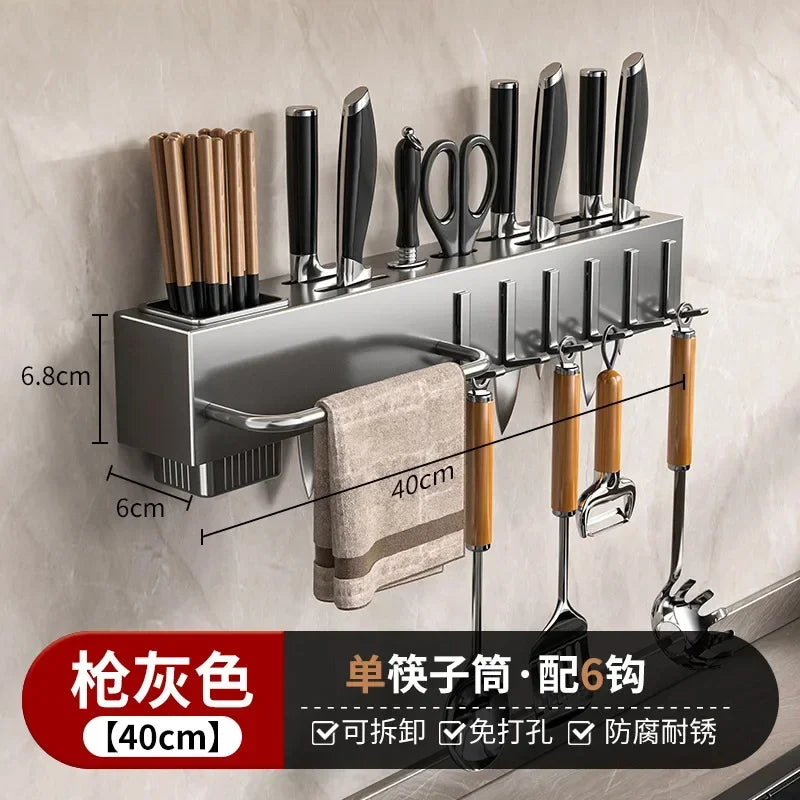 Hole-Free Wall Mounted Knife & Cutlery Organizer