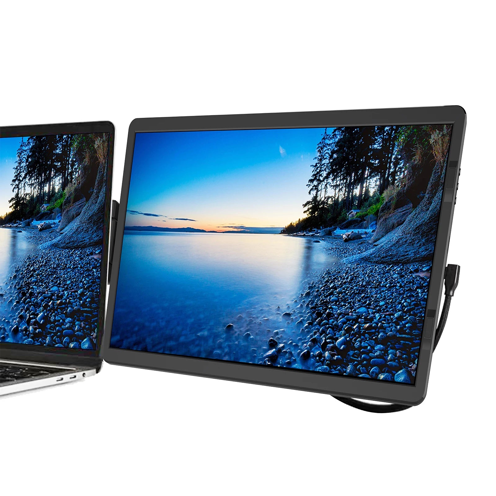 14.1 Inch Rotatable Extender Dual Screen Type-C/HDMI Compatible Foldable Gaming Monitor Panel for Meeting Teaching Demonstration