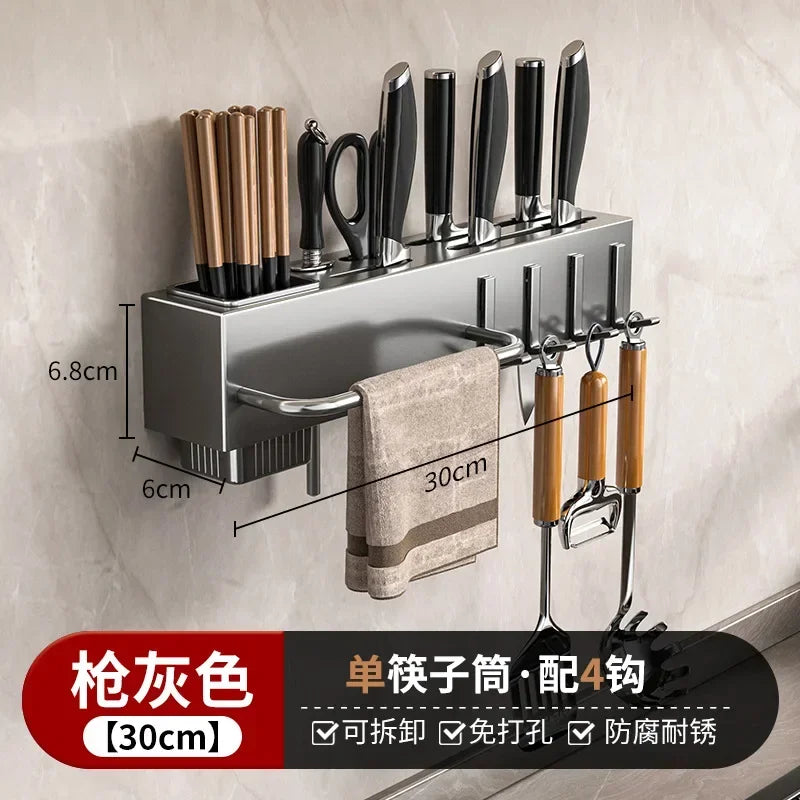 Hole-Free Wall Mounted Knife & Cutlery Organizer