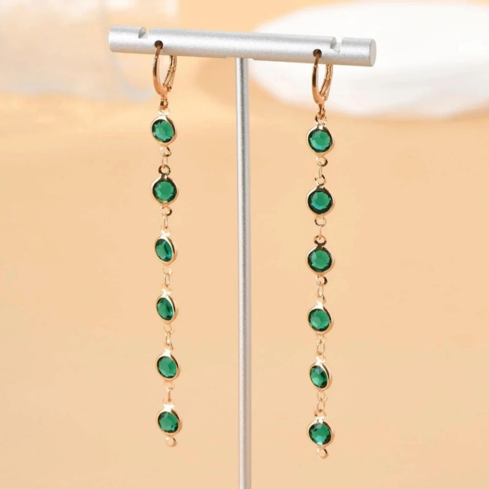 Colorful Rhinestone Tassel Earrings