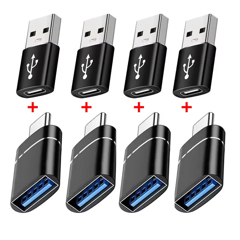 Set of USB adapters on a white background