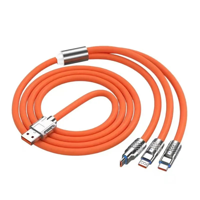 120W 6A 3-in-1 Fast Charge Cable – USB-C, Micro USB & Lightning, 1.2m