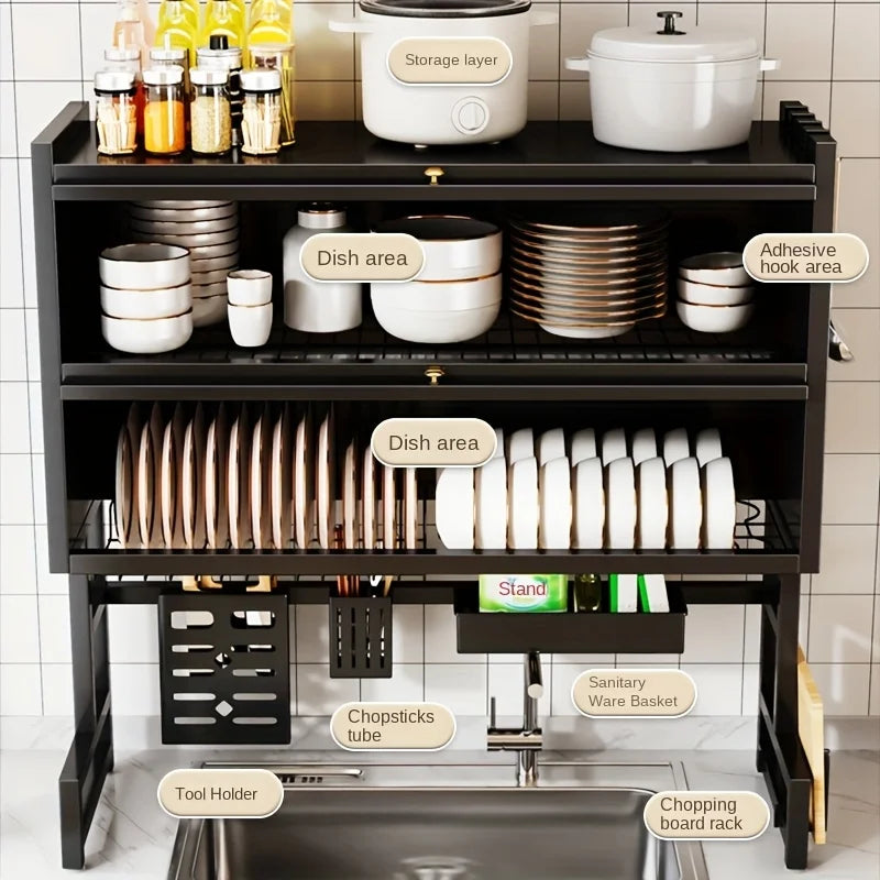 Over-the-Sink Dish Rack with Utensil Holder