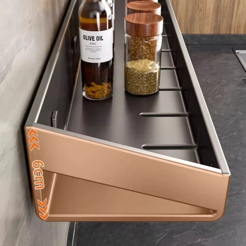 Wall-Mounted Spice Rack – No-Drill, Space Aluminium, 30/50/60cm