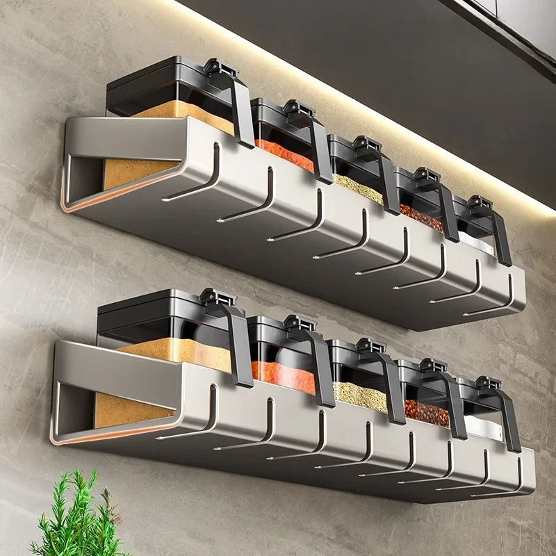 Wall-Mounted Spice Rack – No-Drill, Space Aluminium, 30/50/60cm