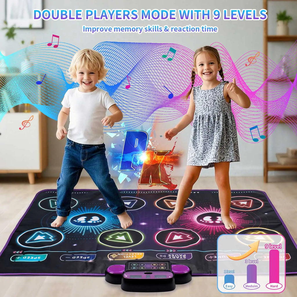 Kids Electronic Dance Mat — 9 Levels, Dual Player, Music Floor Blanket