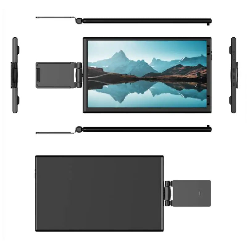 Triple portable monitor laptop screen extender with 14.1-inch displays in a foldable setup.