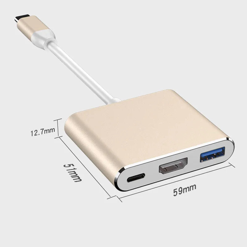 3-in-1 USB-C to HDMI Adapter with USB 3.0 & USB-C Charging for MacBook & Samsung