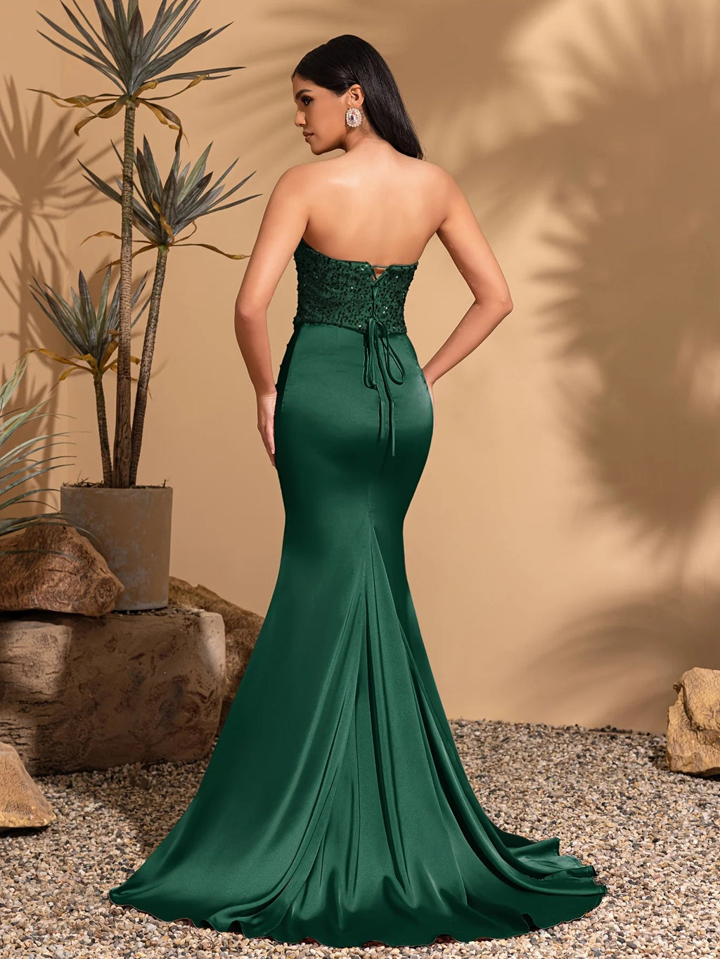 Satin Pleated Floor-Length Sequined Patchwork Strapless Dress With Back Ties Nexsora Home Satin Pleated Floor-Length Sequined Patchwork Strapless Dress With Back Ties Satin Pleated Floor-Length Sequined Patchwork Strapless Dress With Back Ties  Nexsora Home